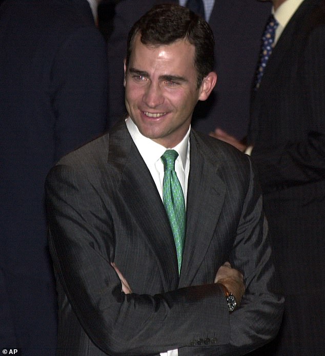 King Felipe pictured in 2002 - the year he is believed to have met Queen Letizia at a dinner party