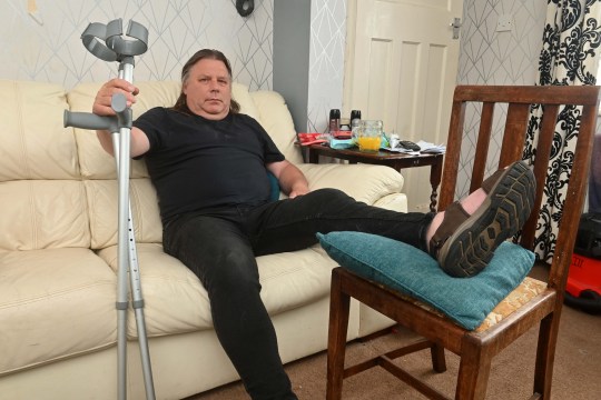 Martin Flowers, 60, was signed off sick by a doctor after he was left using crutches due to a work place acciden (Picture: Shropshire Star / SWNS)